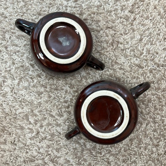 Vintage Brown Drip Glaze Sugar Bean Pots w/ Lids - Set of Two - Picture 6 of 6